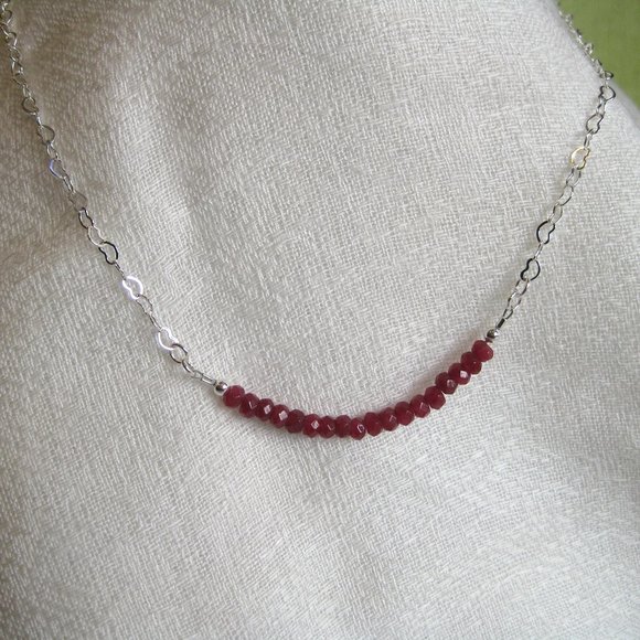 Delicate Ruby Jade Necklace - Picture 2 of 2